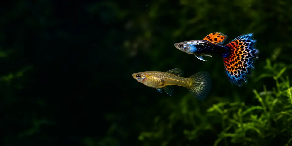 New Arrivals guppies in an aquarium