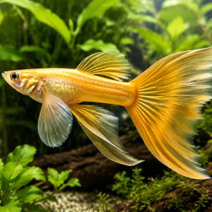 Illustrative representative image of Topaz Long Ear Big Fin C Ribbon guppy; current-stock photos confirmed before ordering