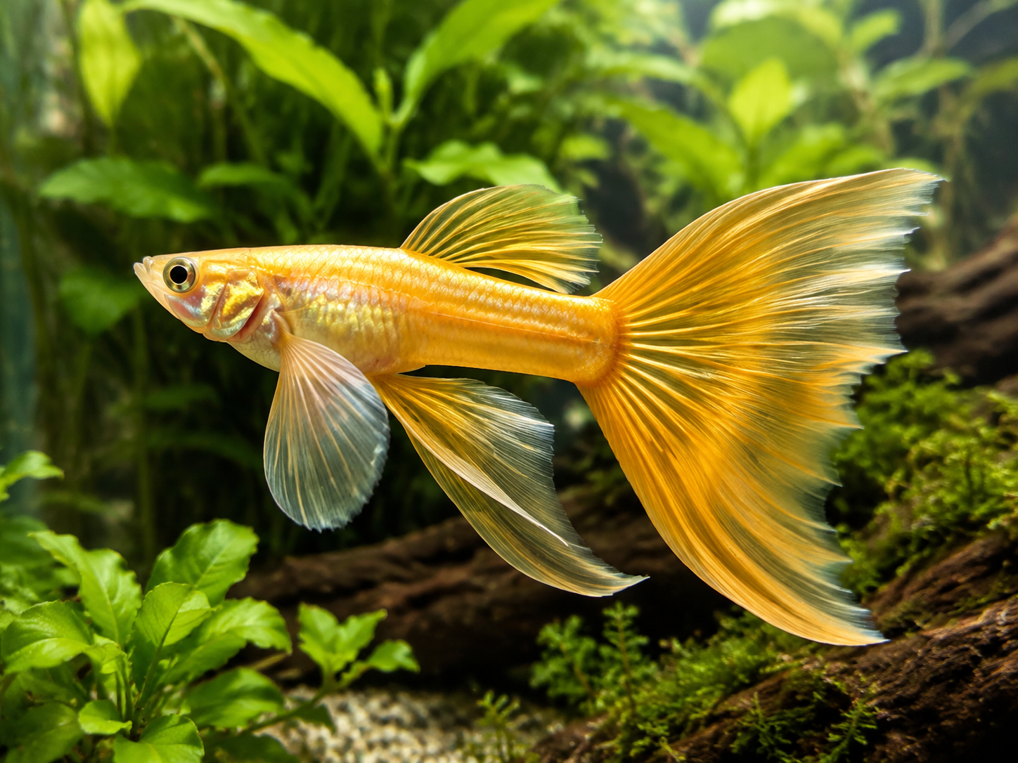 Illustrative representative image of Topaz Long Ear Big Fin C Ribbon guppy; current-stock photos confirmed before ordering