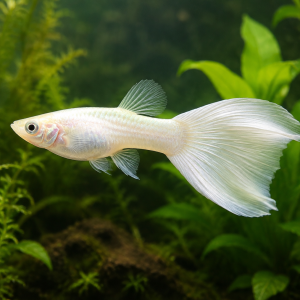 Illustrative representative image of Ivory Super Short Ribbon Fin C guppy; current-stock photos confirmed before ordering
