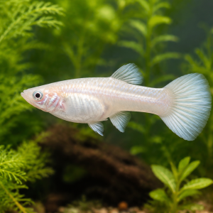 Illustrative representative image of Ivory Super Short guppy; current-stock photos confirmed before ordering