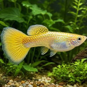 Illustrative representative image of Blonde Yellow Dragon Short Fin C Glass Belly guppy; current-stock photos confirmed before ordering