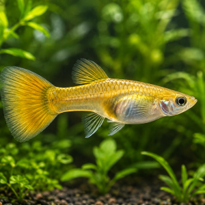 Illustrative representative image of Gold Glass Belly Super Short guppy; current-stock photos confirmed before ordering