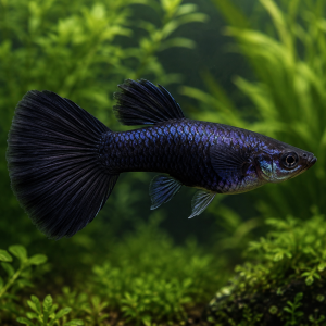 Illustrative representative image of Dark Knight Super Short Fin C guppy; current-stock photos confirmed before ordering