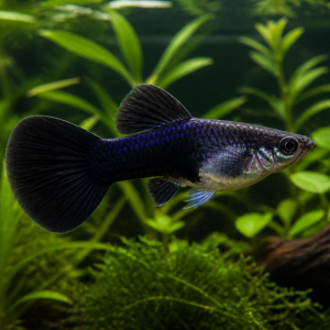 Illustrative representative image of Dark Knight Glass Belly Super Short Fin C guppy; current-stock photos confirmed before ordering