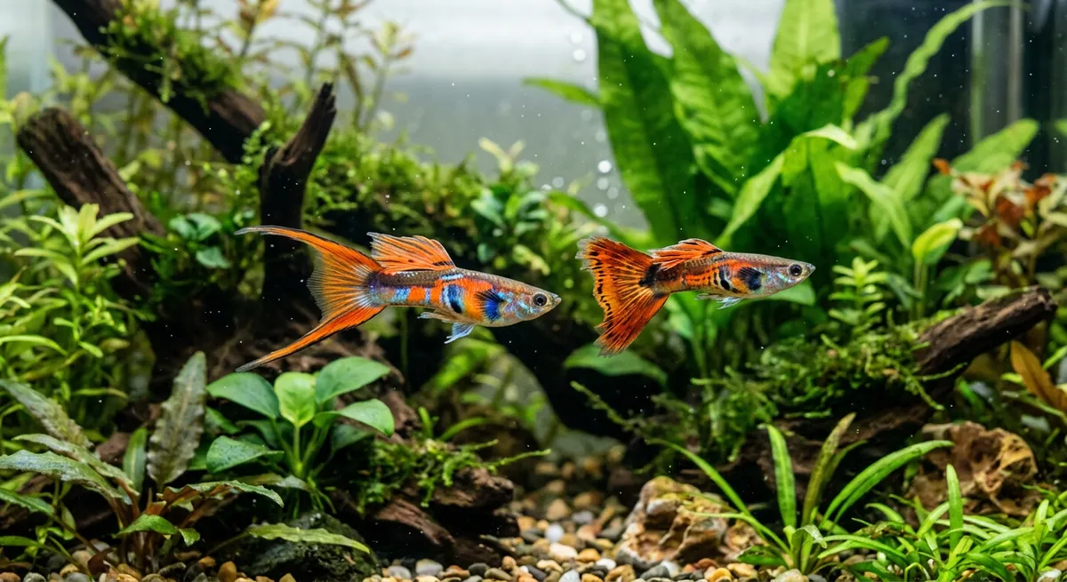 Double sword and lyretail guppy tails